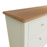 Fresh White with Oak Top 6 Drawer Wide Chest of Drawers