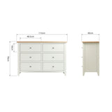 Fresh White with Oak Top 6 Drawer Wide Chest of Drawers