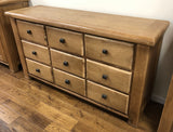 Weathered Oak 9 Drawer Low Boy Sideboard