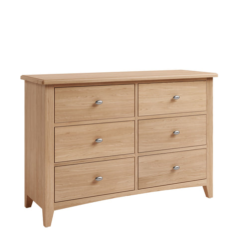 Light Oak Effect 6 Drawer Chest of Drawers