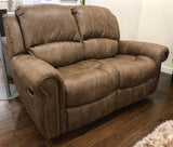 Light Brown Leather Look Fabric Stitch Detail Rocker Recliner Collection