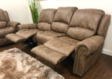 Light Brown Leather Look Fabric Stitch Detail Rocker Recliner Collection