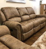 Light Brown Leather Look Fabric Stitch Detail Rocker Recliner Collection