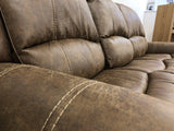 Light Brown Leather Look Fabric Stitch Detail Rocker Recliner Collection
