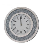 Diamante Round Circular Jewel Crystal Gems Analogue White Black Face Wall Clock