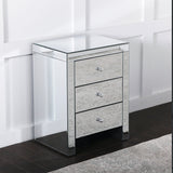 Mirrored 3 Drawer Bedside Table