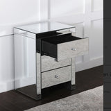 Mirrored 3 Drawer Bedside Table