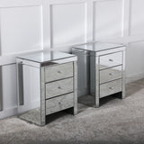 Mirrored 3 Drawer Bedside Table