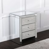 Mirrored 3 Drawer Bedside Table