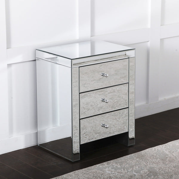 Mirrored 3 Drawer Bedside Table Comfortzone Home Furnishers