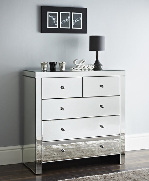 Mirrored 5 Drawer Chest of Drawers