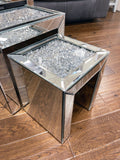 Crushed Diamante Nest of 3 Mirrored Tables