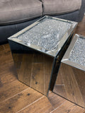 Crushed Diamante Nest of 3 Mirrored Tables