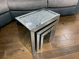 Crushed Diamante Nest of 3 Mirrored Tables