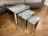 Crushed Diamante Nest of 3 Mirrored Tables