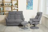 Biarritz Swivel Fabric Recliner Chair & Stool - Lisborn Grey