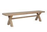 Warm Rustic Oak Effect 2m Cross Leg Dining Bench