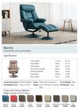 Biarritz Swivel Fabric Recliner Chair & Stool - Mist