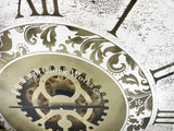 Mirrored Brass Effect Round Mechanical Gear Skeleton Wall Clock