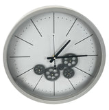 Sophisticated Grey & Black Round Mechanical Gear Wall Clock