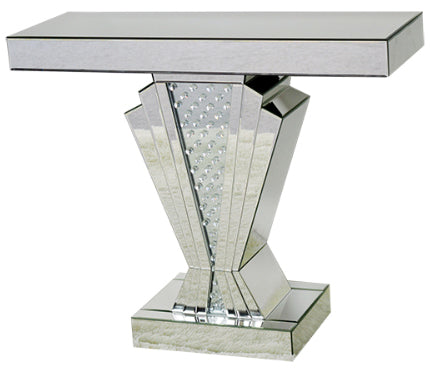 Mirrored Floating Crystal V Shape Console Table