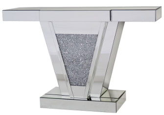 Mirrored Diamante Filled V Shape Console Table