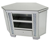 Mirrored Diamante Filled Tall Corner TV Cabinet