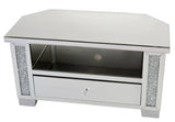 Mirrored Diamante Filled Small Corner TV Cabinet