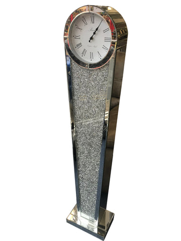 Round Diamante Art Deco Mirrored Long Case Grandmother Clock