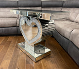 Diamante Crystal Love Heart Mirrored Console Table