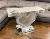 Diamante Crystal Love Heart Mirrored Console Table