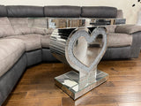 Diamante Crystal Love Heart Mirrored Console Table