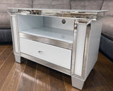 Mirrored & White Glass Small TV Cabinet