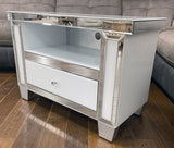 Mirrored & White Glass Small TV Cabinet