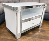 Mirrored & White Glass Small TV Cabinet