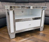 Mirrored & White Glass Small TV Cabinet