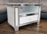 Mirrored & White Glass Small TV Cabinet