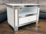 Mirrored & White Glass Small TV Cabinet