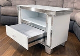 Mirrored & White Glass Small TV Cabinet