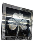 Floating Crystal Black Mirrored Irish Shamrock Clover Wall Mirror