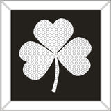 Floating Crystal Black Mirrored Irish Shamrock Clover Wall Mirror