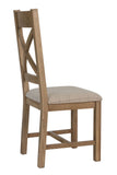 Warm Rustic Oak Effect Cross Back Dining Chair with Beige Padded Seat