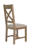 Warm Rustic Oak Effect Cross Back Dining Chair with Beige Padded Seat