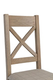 Warm Rustic Oak Effect Cross Back Dining Chair with Beige Padded Seat