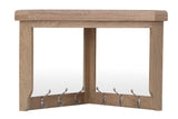 Warm Rustic Oak Corner Coat Hanger with Mirror