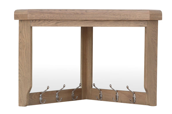 Warm Rustic Oak Corner Coat Hanger with Mirror