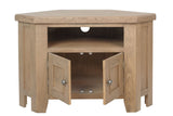 Warm Rustic Oak Effect Corner TV Cabinet