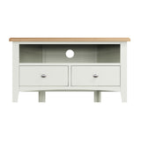 Fresh White with Oak Top Corner TV Cabinet