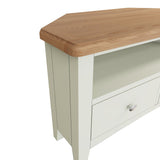 Fresh White with Oak Top Corner TV Cabinet