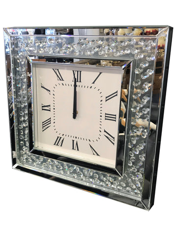 Crystal Decor Square Floating Jewel Wall Clock